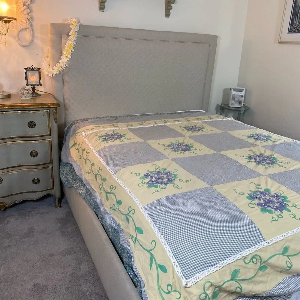 Floral Embroidered Duvet Cover patchwork 70s